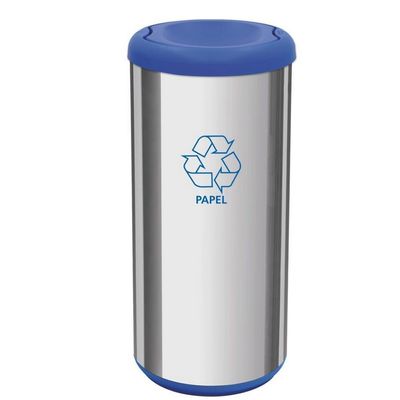Lixeira Cápsula Tramontina com Tampa Basculante Selecta Plus 94539/201 Inox com Azul
