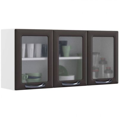 Cozinha Compacta Itatiaia New Premium com 1 Pia 12 Portas 2 Gavetas 10 Prateleiras 280cm de largura Branco com Grafite