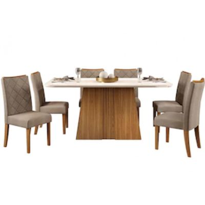Mesa de Jantar Raquel Plus com 6 Cadeiras DJ Móveis Ginger/Kraft