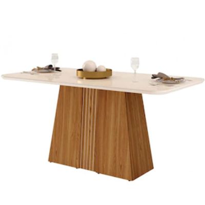 Mesa de Jantar Raquel Plus com 6 Cadeiras DJ Móveis Ginger/Moca