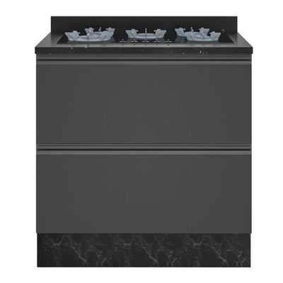 Balcão Cooktop Bartira Linea 5 Bocas com Gaveta e Porta Basculante Preto