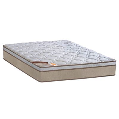 Cama Box King Size Castor Revolution com Molas Ensacadas 66x180x200cm Branco com Bege