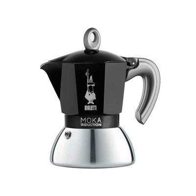 Cafeteira Italiana Bialetti Moka Induction em Alumínio 4 Xícaras Preto