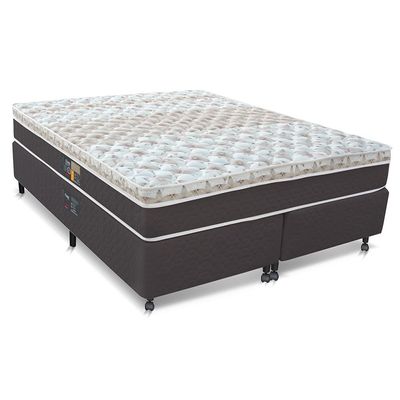 Cama Box King Size Castor Sleep Class Hibrido com Molas Ensacadas Branco com Cinza