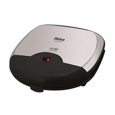 Mini Grill com Base Antiderrapante 750W Philco Aço Escovado e Preto / 220V