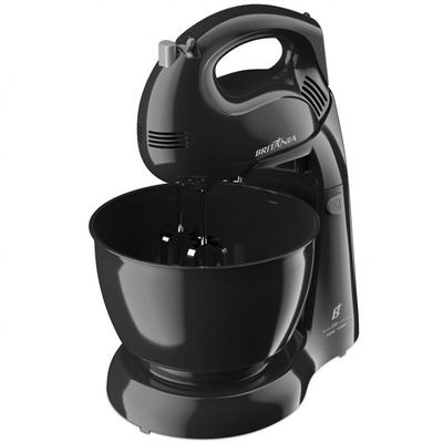 Batedeira Pérola 550W Turbo 4 Velocidades 2 Tigelas Britânia Preto / 110V