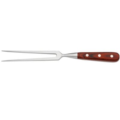 Conjunto Faca e Garfo Trinchante Fracalanza Hanzo Wood 2 Peças Inox com Marrom
