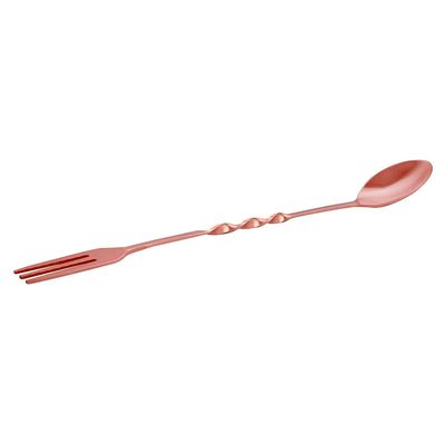 Colher Bailarina para Bar Dynasty com Garfo em Aço Inox 35 cm Cobre