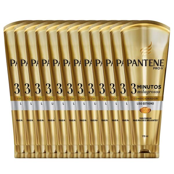 Condicionador Pantene 3 Minutos Milagrosos Liso Extremo 170ml - 12 Unidades n/a