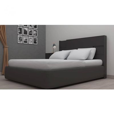 Cabeceira para Cama Box Casal e Queen Bartira Diplomata com Revestimento em Finish Foil Preto