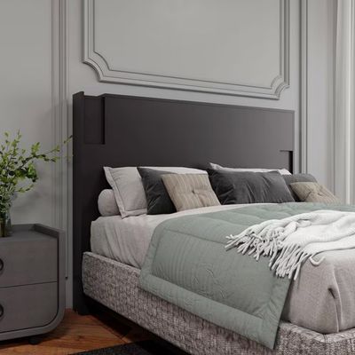 Cabeceira para Cama Box Casal e Queen Bartira Diplomata com Revestimento em Finish Foil Preto