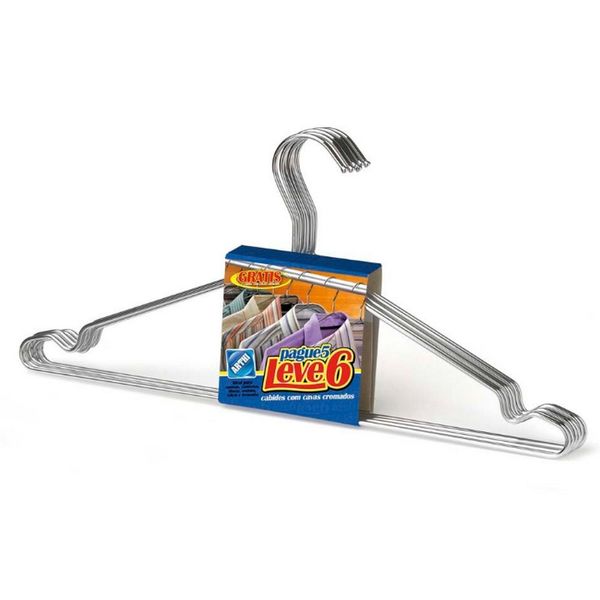 Conjunto de Cabides Arthi Tintureiro 0041 6 Peças Cromado