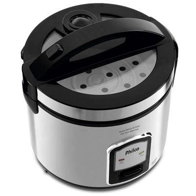 Panela Elétrica de Arroz Philco PH5 Visor Glass 400W com Capacidade de 5 Xícaras Preto com Inox / 220V