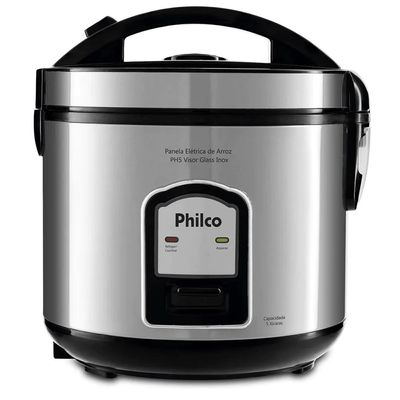 Panela Elétrica de Arroz Philco PH5 Visor Glass 400W com Capacidade de 5 Xícaras Preto com Inox / 220V