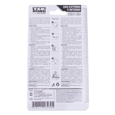 Fita Tekbond Dupla Face Acrílica 12mmx2m