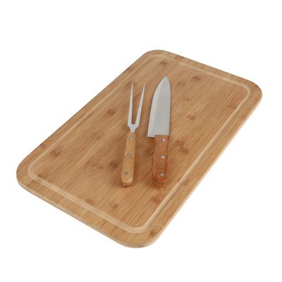 Conjunto Churrasco Bamboo Tábua Retangular 30cm x 50cm