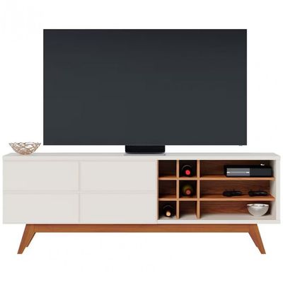 Rack Colibri Noronha 180cm para TV de Até 70 Polegadas Off White Matte/Freijó