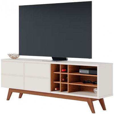 Rack Colibri Noronha 180cm para TV de Até 70 Polegadas Off White Matte/Freijó