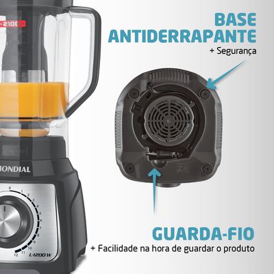 Liquidificador Turbo Platinum Mondial Grafite e Inox 1200W L-1200 PI 110