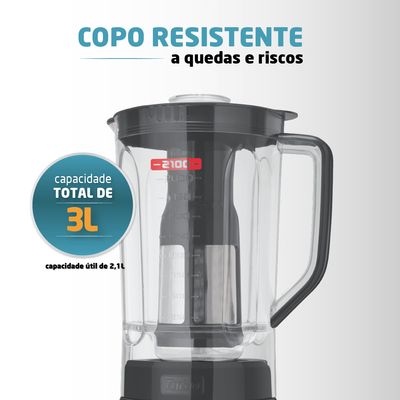 Liquidificador Turbo Platinum Mondial Grafite e Inox 1200W L-1200 PI 220