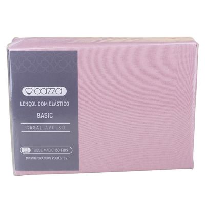 Lençol com Elástico Casal Microfibra Cazza Rosa