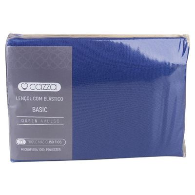 Lençol com Elástico Queen Microfibra Cazza Azul
