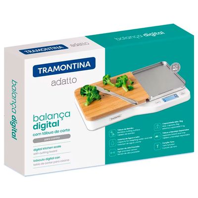 Balança Digital para Cozinha Tramontina Adatto 5kg com Tábua de Corte Branco