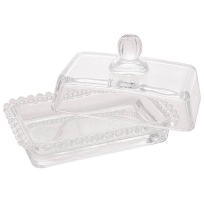 Manteigueira Wolff Pearl em Cristal com Tampa Incolor