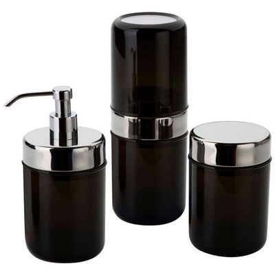 Conjunto para Banheiro Forma Acquaset - 3 Peças Preto com Inox