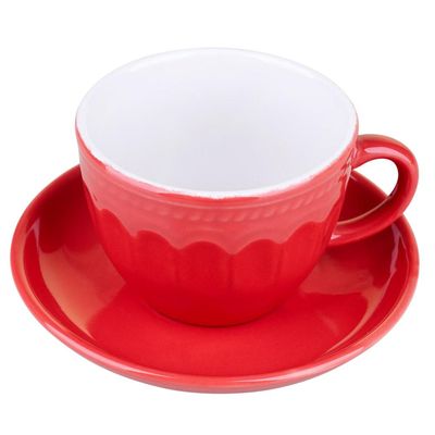 Conjunto de 6 Xícaras de 210ml com Pires Cazza Vermelho