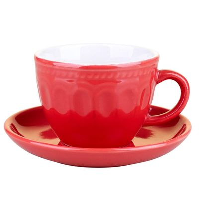 Conjunto de 6 Xícaras de 210ml com Pires Cazza Vermelho