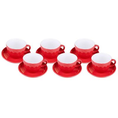 Conjunto de 6 Xícaras de 210ml com Pires Cazza Vermelho