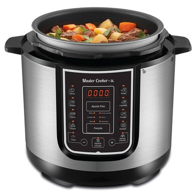 Panela Elétrica de Pressão Mondial Digital Master Cooker PE-40 700W com Capacidade de 3 Litros Preto com Inox / 220V