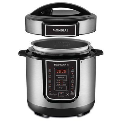Panela Elétrica de Pressão Mondial Digital Master Cooker PE-40 700W com Capacidade de 3 Litros Preto com Inox / 220V