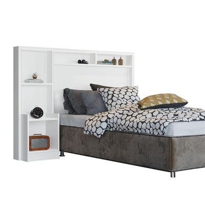 Cabeceira para Cama Box Solteiro Fênix Talismã com Nicho Branco