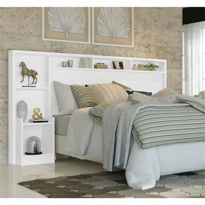 Cabeceira para Cama Box Casal Fênix Talismã com Nicho Branco
