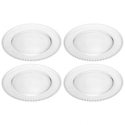 Conjunto de Pratos Wolff Cristal Pearl 97585 28cm 4 Peças Transparente
