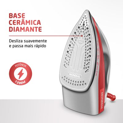 Ferro a Vapor Mondial Branco e Coral 1200W FVN-01-O 127V