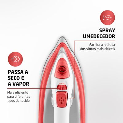 Ferro a Vapor Mondial Branco e Coral 1200W FVN-01-O 127V