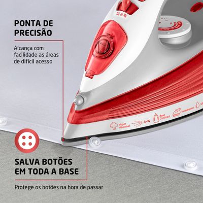 Ferro a Vapor Mondial Branco e Coral 1200W FVN-01-O 127V