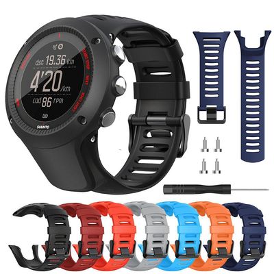 Pulseira de Silicone de 24mm para Relógio Suunto Ambit 1/2/3 azul meia-noite