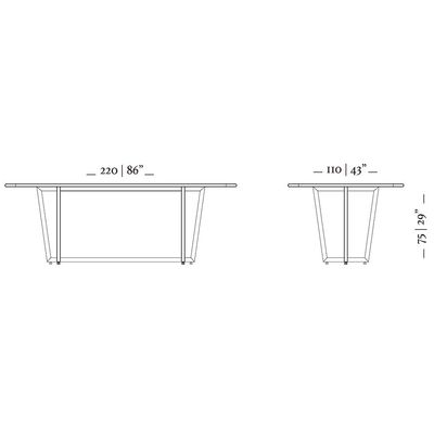 Mesa de Jantar Herval Califórnia 75x220x110 cm Amêndoa