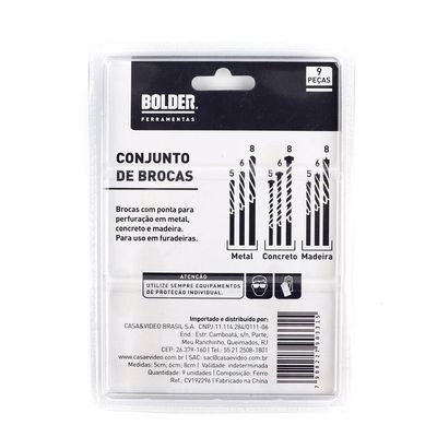 Conjunto de Brocas 9 Peças Bolder