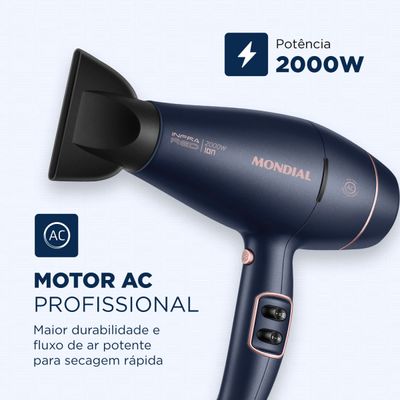 Secador de Cabelos InfraRed Mondial Azul e Golden Rose0W SCP-01-IR 127V