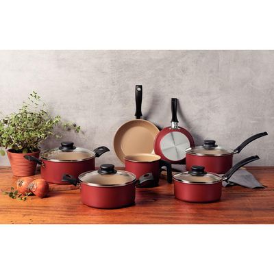 Conjunto 7 Peças Antiaderente Tramontina Turim 20297/761 Vermelho