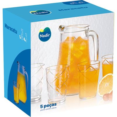 Conjunto Jarra 5 Peças de Vidro Maracatu Nadir Figueiredo Única