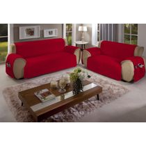 Protetor para Sofá 2 Lugares Matelado com Bolso Arte & Cazza Vermelho