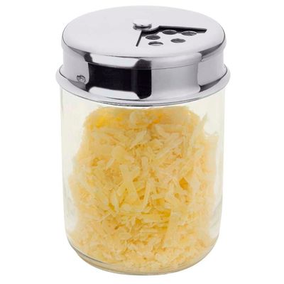 Queijeira com Tampa Forma em Vidro e Inox 160 ml Inox e Transparente