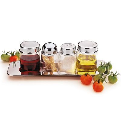 Galheteiro Forma Retangular 5 Peças Inox