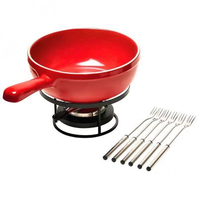 Conjunto para Fondue de Queijo Emile Henry em Cerâmica 9 Peças Vermelho